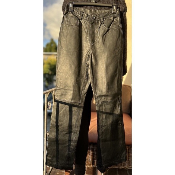 Newport News Womens Black Easy Style High Rise Leather Pants Size 6 - Picture 1 of 4